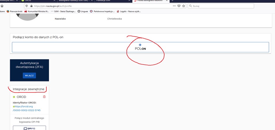 łączenie kont orcid pbn polon