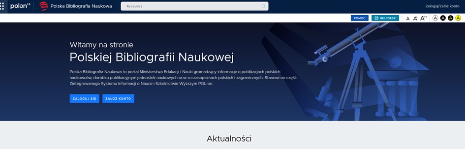 zrzut z ekranu strony internetowej pbn.nauka.gov.pl